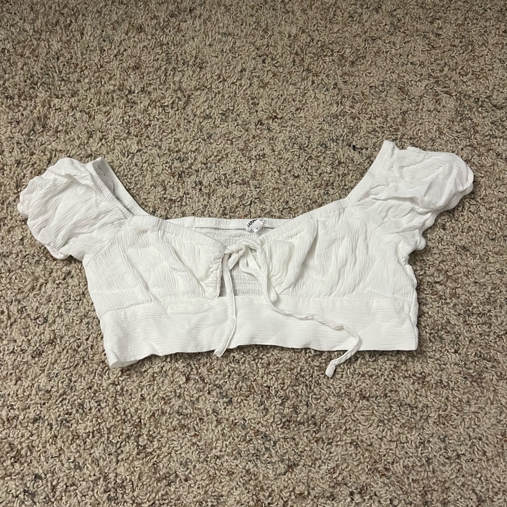 Garage White Puff Sleeve Crop Top